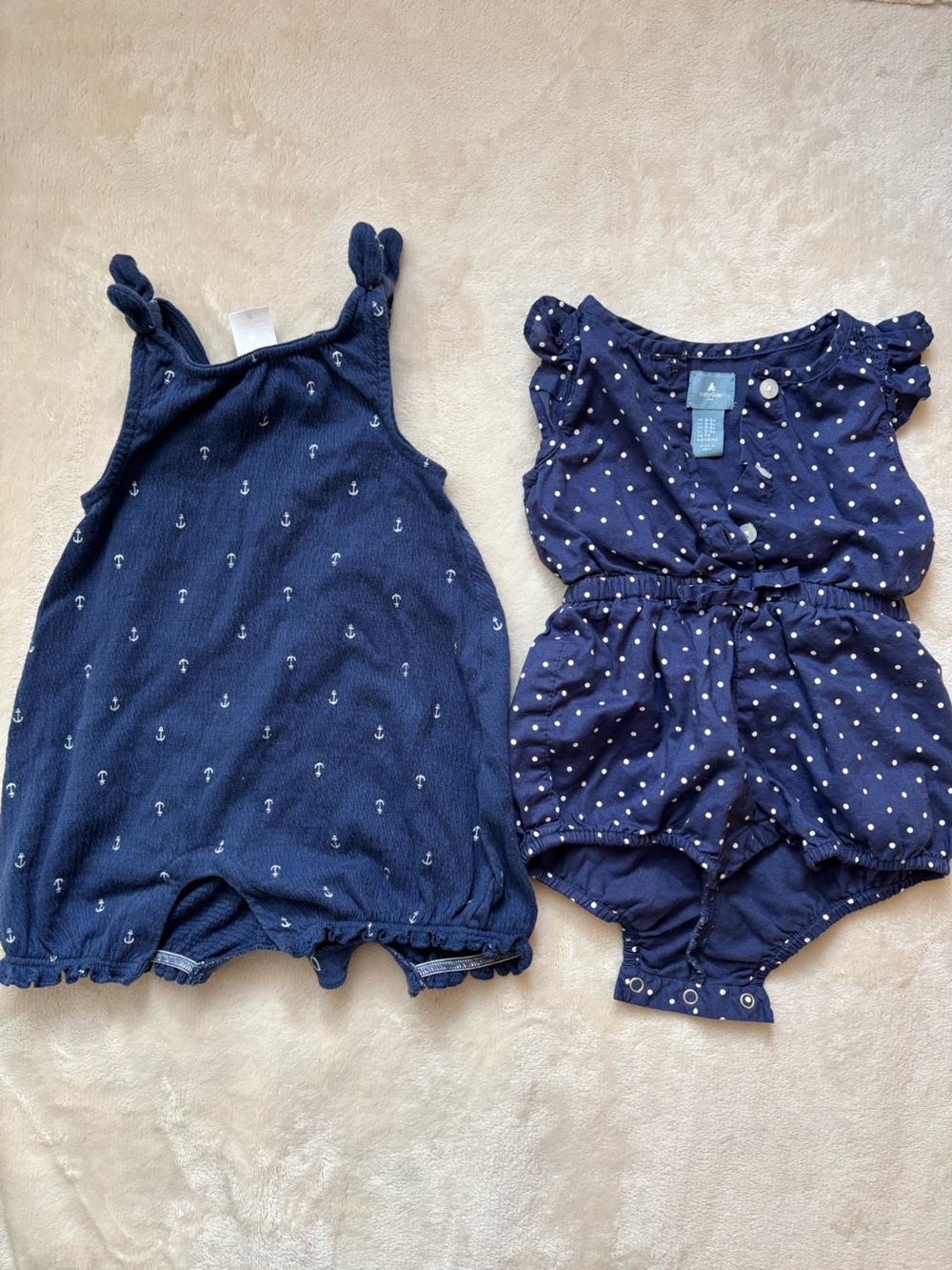 GAP & Carters Navy Anchor & Polka Dot Baby Romper Set 0-3 month 3 month